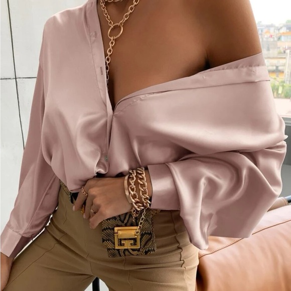 Three Blouses, one great price! Bishop Sleeve Button Up
Solid Blouse Style 31 - Picture 5 of 5